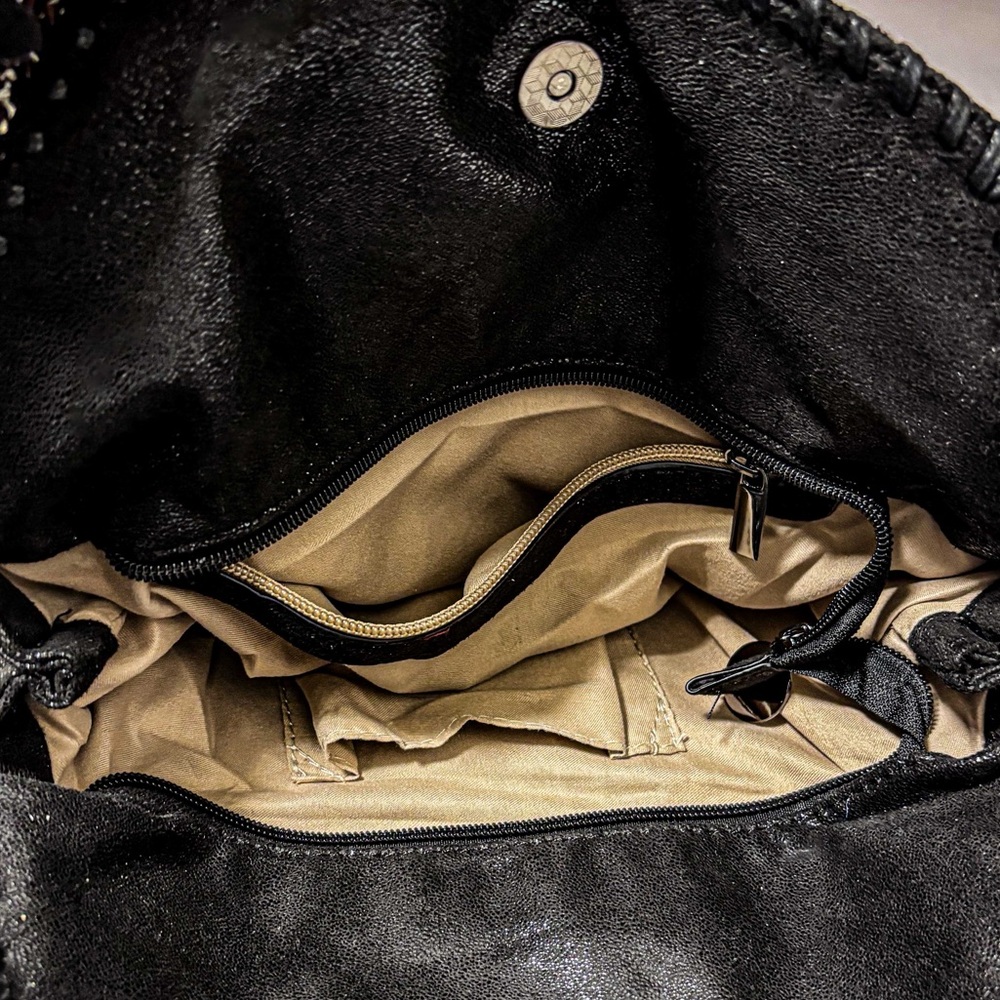 NEW - Trendy Black Metallic Chain Shoulder Hobo Bag (Stella McCartney Style) - Picture 3 of 5